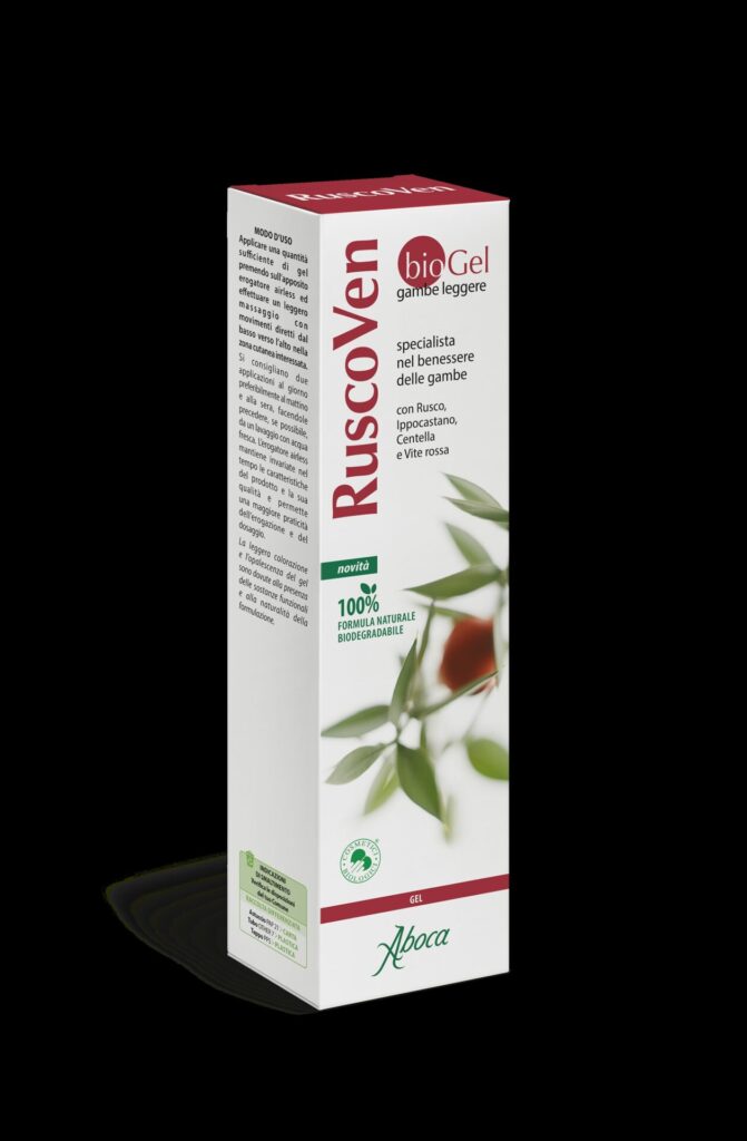 ASRUSCOGLX-A-671x1024 Aboca RuscoVen Biogel, dalla natura, il benessere delle gambe